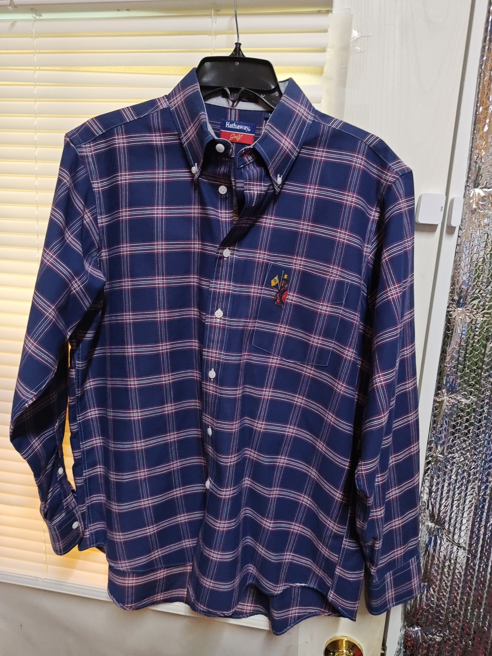 Hathaway Navy and Pink Plaid Button-Down Shirt